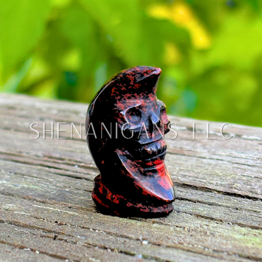 Skull Face Moon Carving - Small