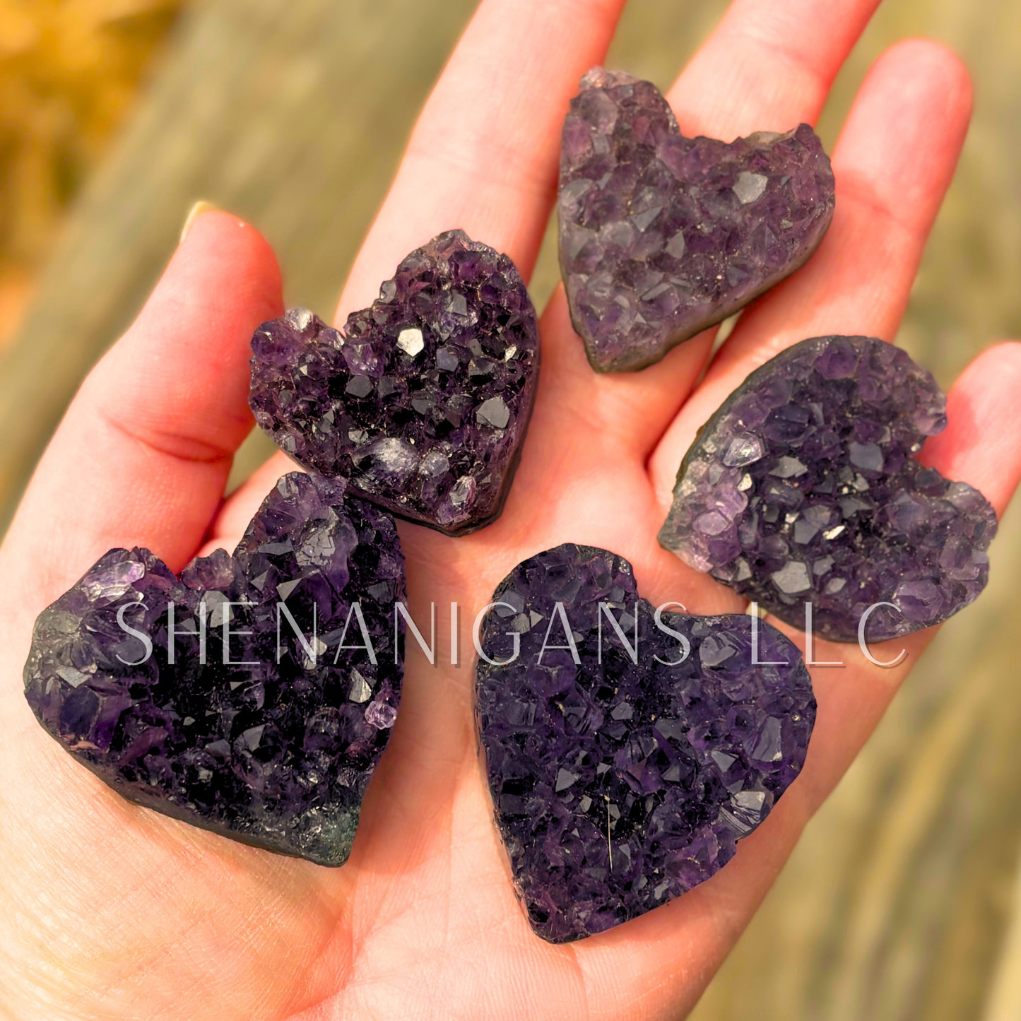 Carved Heart Amethyst Cluster on Martix