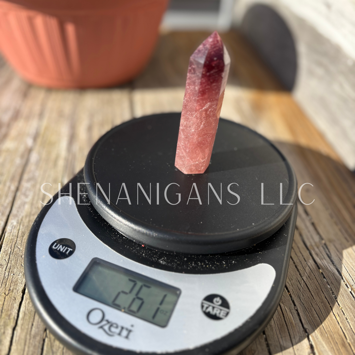 Strawberry Quartz Polished Point Mineral Specimen Gemstone Crystal Obelisk Wand