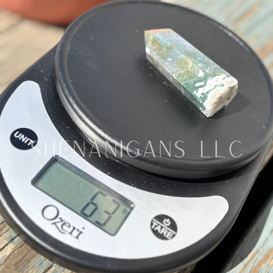 Moss Agate Polished Point Mineral Specimen Gemstone Crystal Obelisk Wand