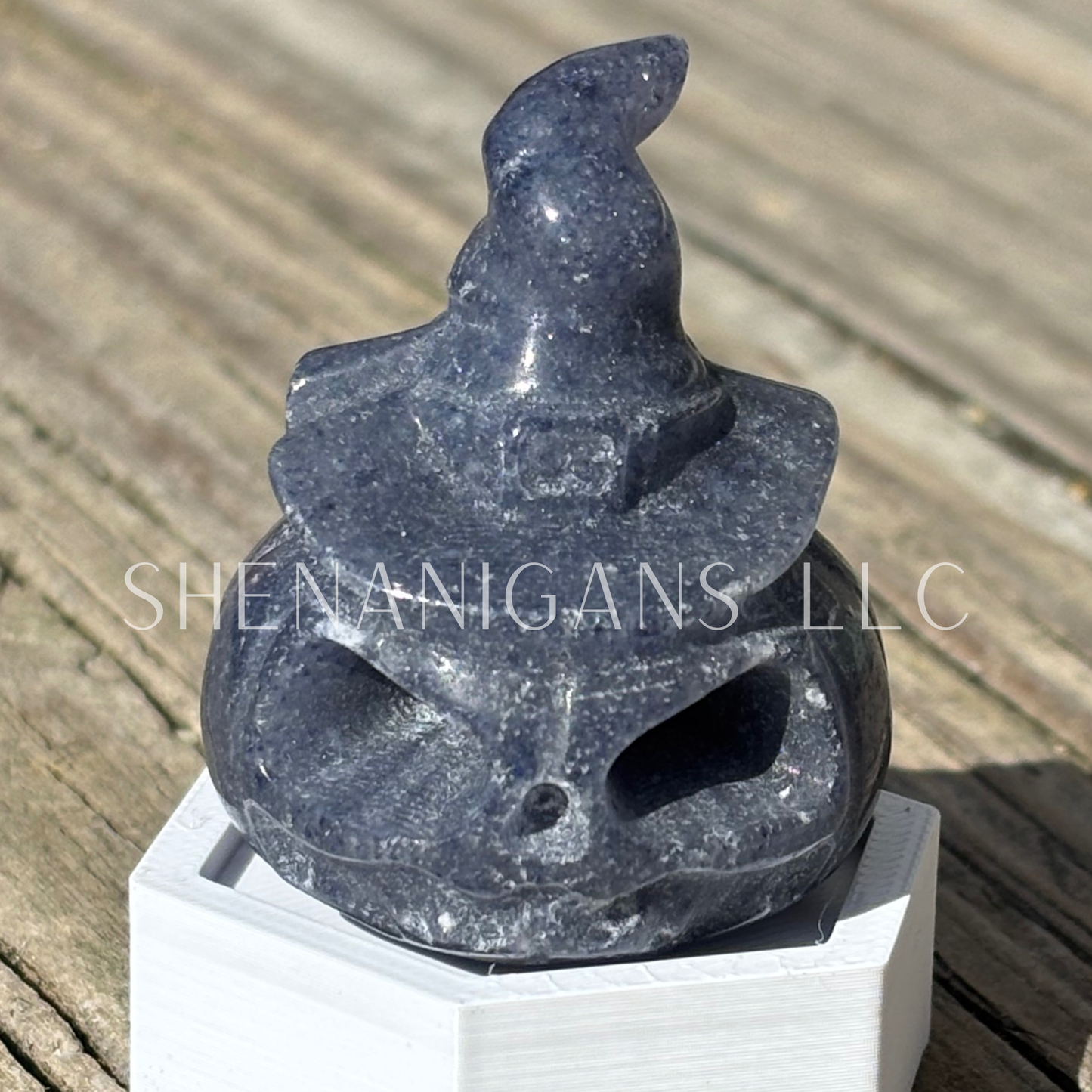 Pumpkin Head Witch Hat Jackolantern - Small - Crystal Carving