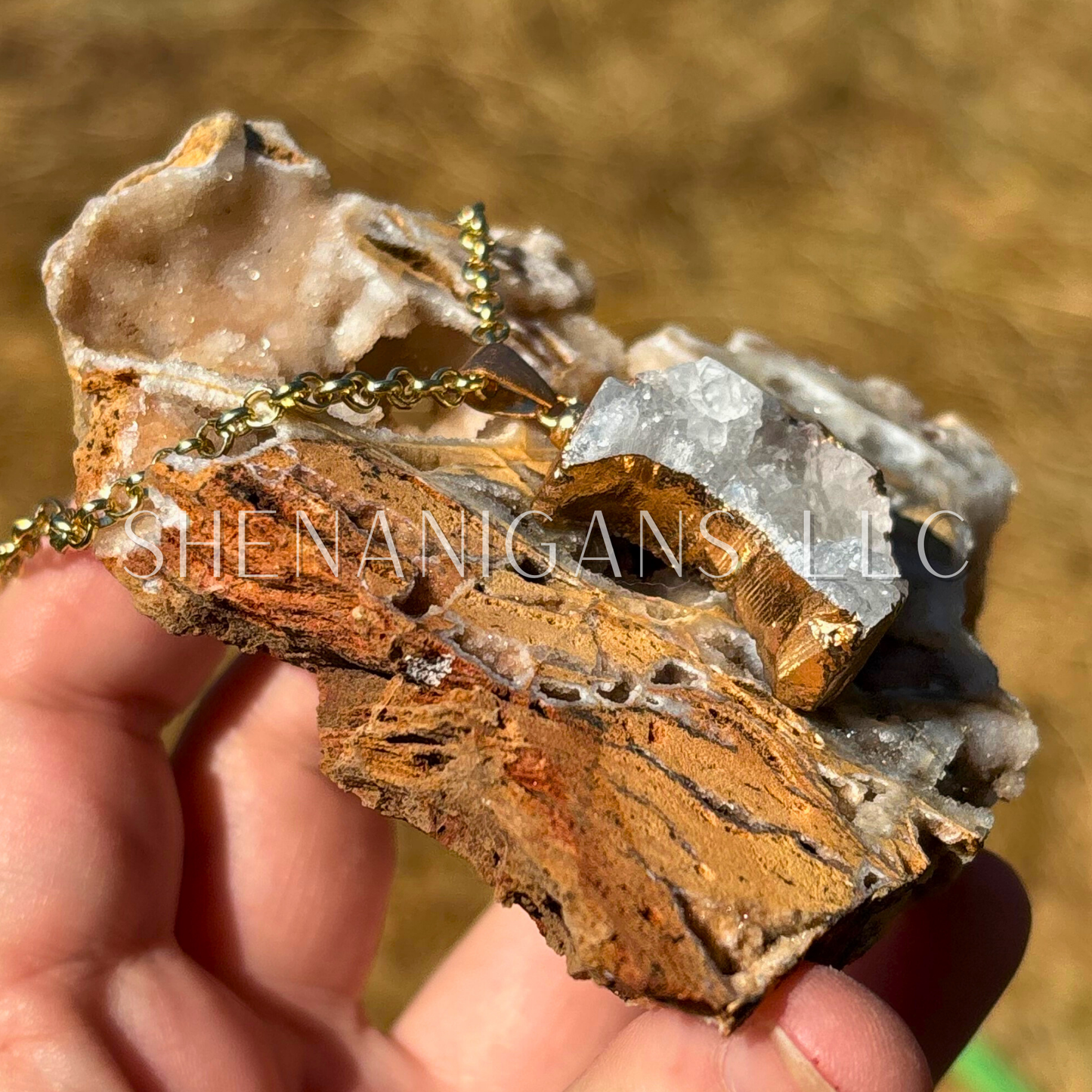 Druzy Agate Crescent Moon Necklace