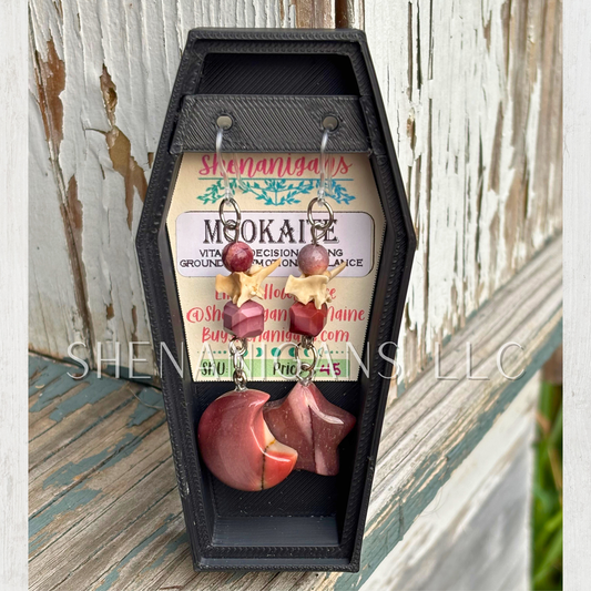 Pale Mookaite Moon & Star Earrings