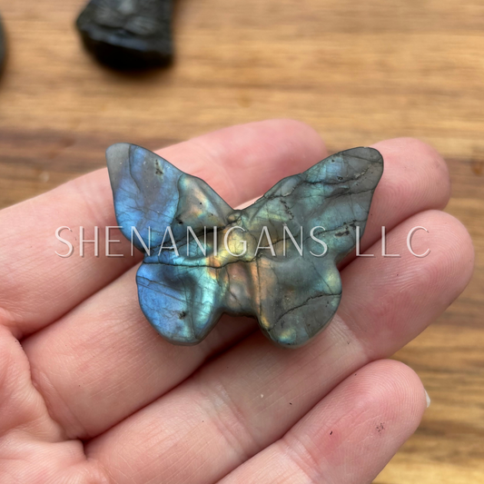 Butterfly Skull - Flat Crystal Carving