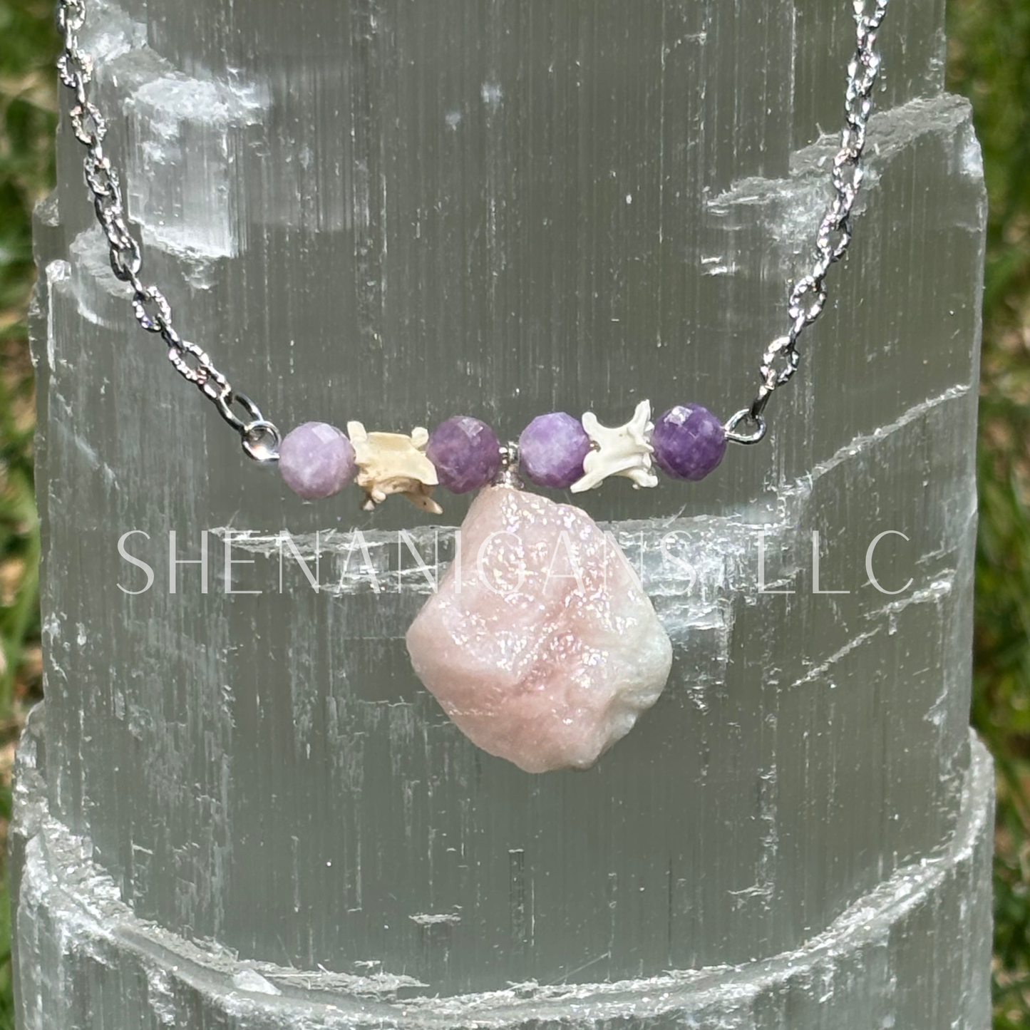 Rose Quartz Freeform Pendant Necklace