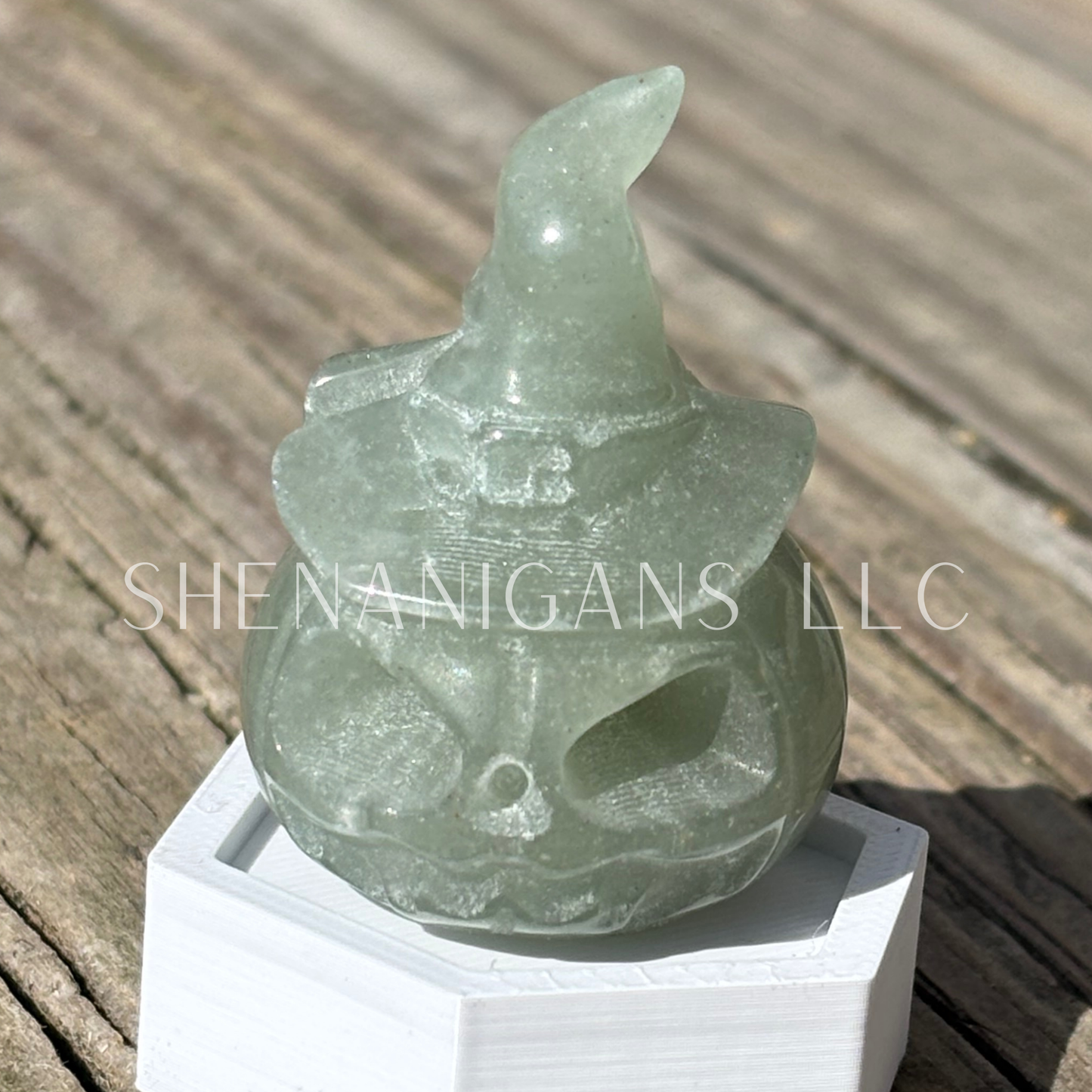 Pumpkin Head Witch Hat Jackolantern - Small - Crystal Carving