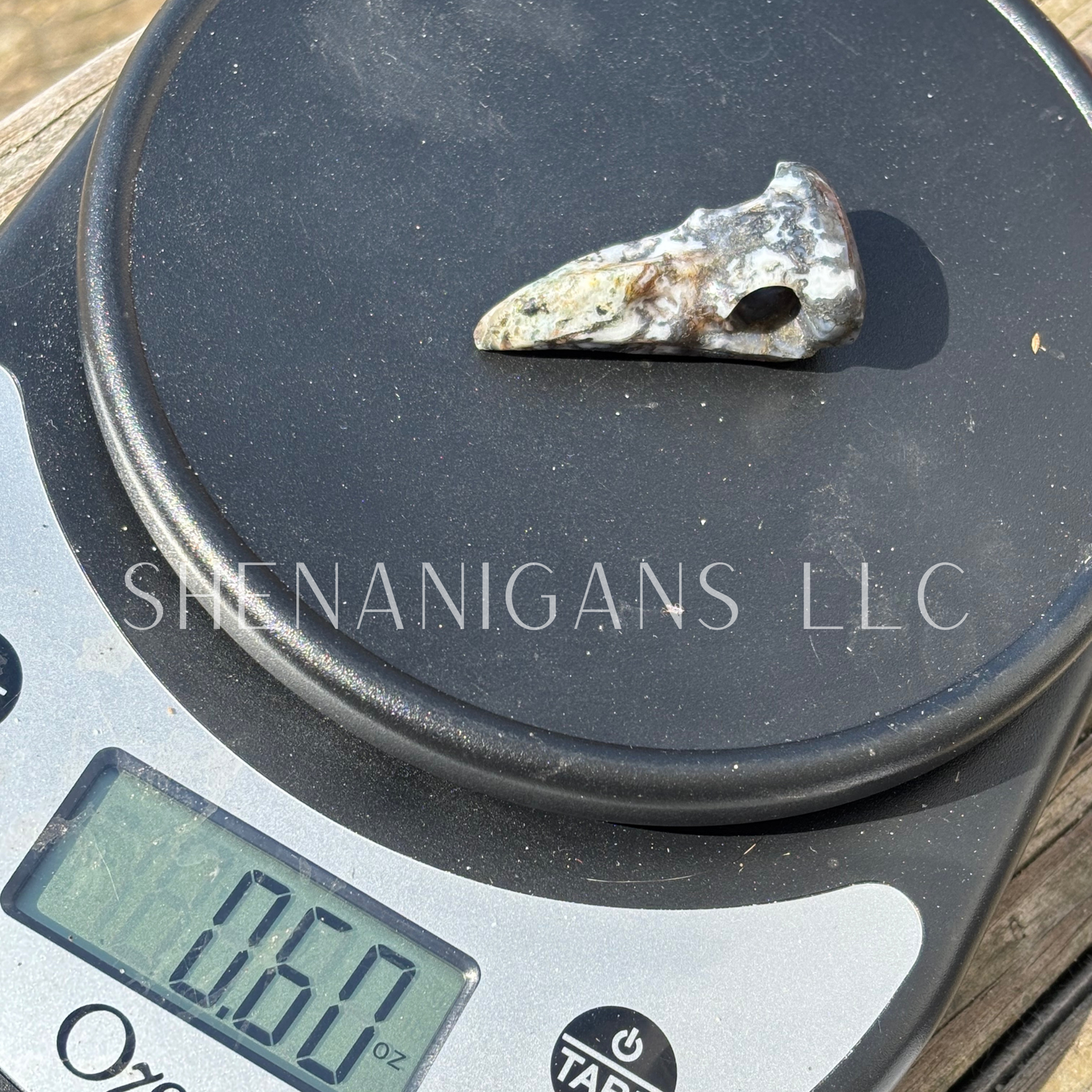 Raven Skull - Moss Agate - Crystal Carving