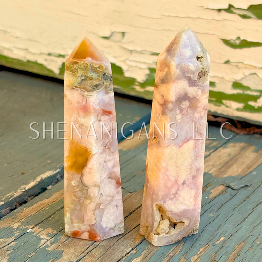Flower Agate Polished Point Mineral Specimen Gemstone Crystal Obelisk Wand