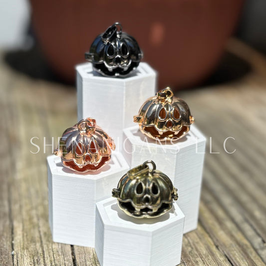 Pumpkin Cage Crystal Holder Pendant – Adjustable Cage for Interchangeable Crystals