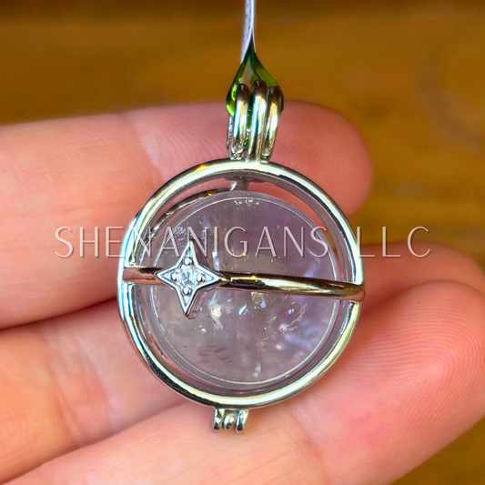 Amethyst Shooting Star Cage Crystal Holder Pendant – Adjustable Cage for Interchangeable Crystals