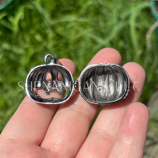 Pumpkin Cage Crystal Holder Pendant – Adjustable Cage for Interchangeable Crystals