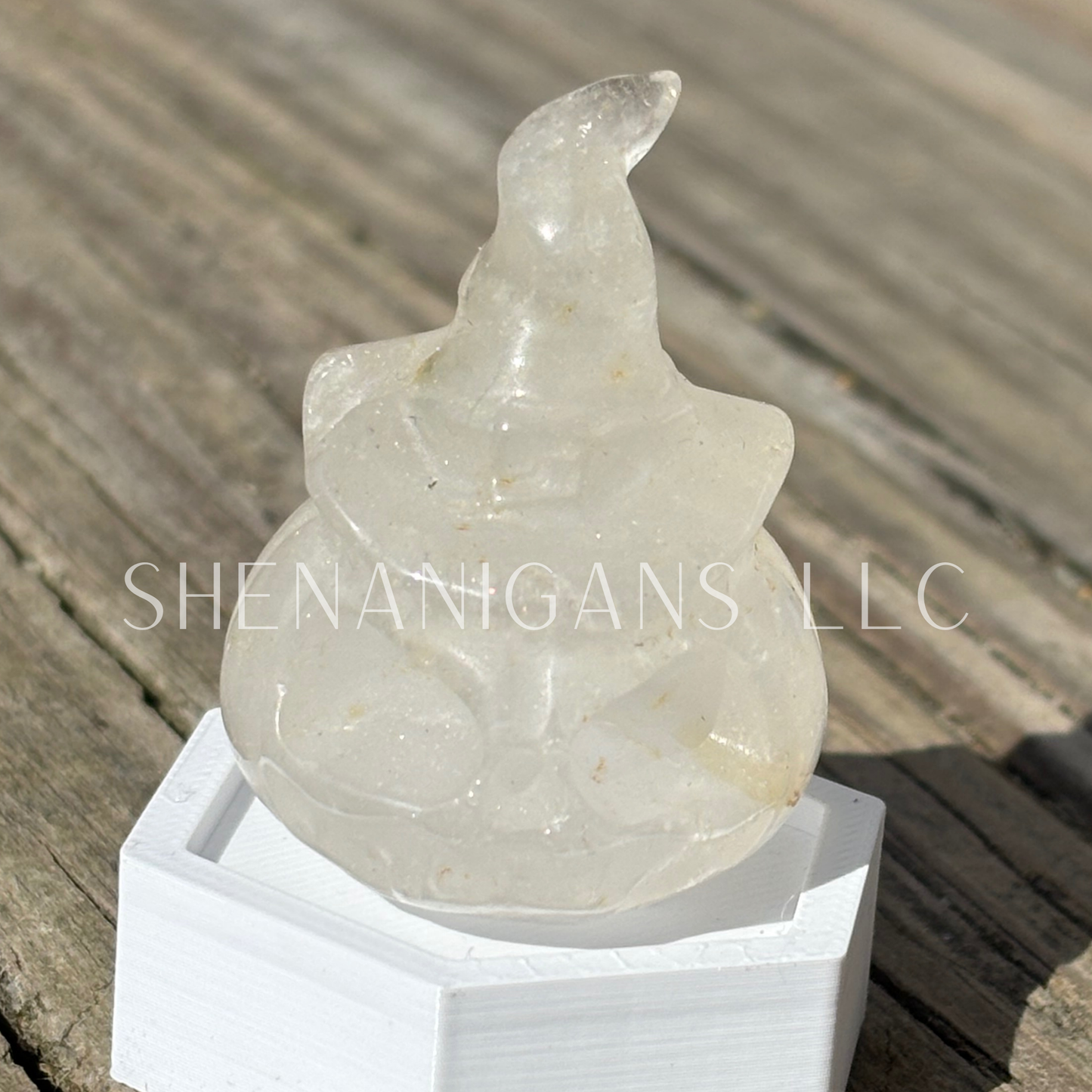 Pumpkin Head Witch Hat Jackolantern - Small - Crystal Carving