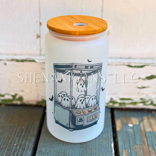 Ghostie Claw Machine Glass Tumbler Bamboo Lid