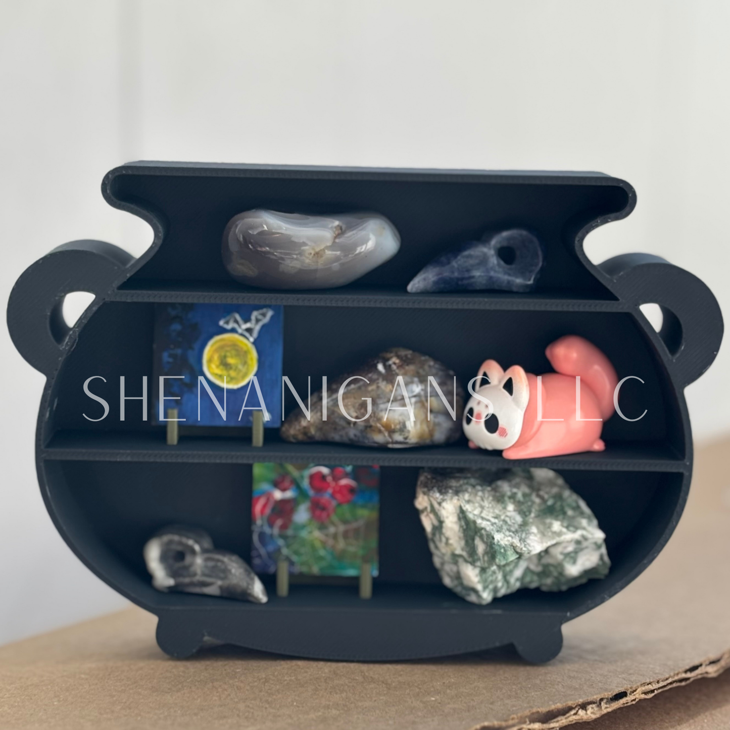 Curio Shelf Cauldron - 2 Shelf - Trinket, Desk, Crystal