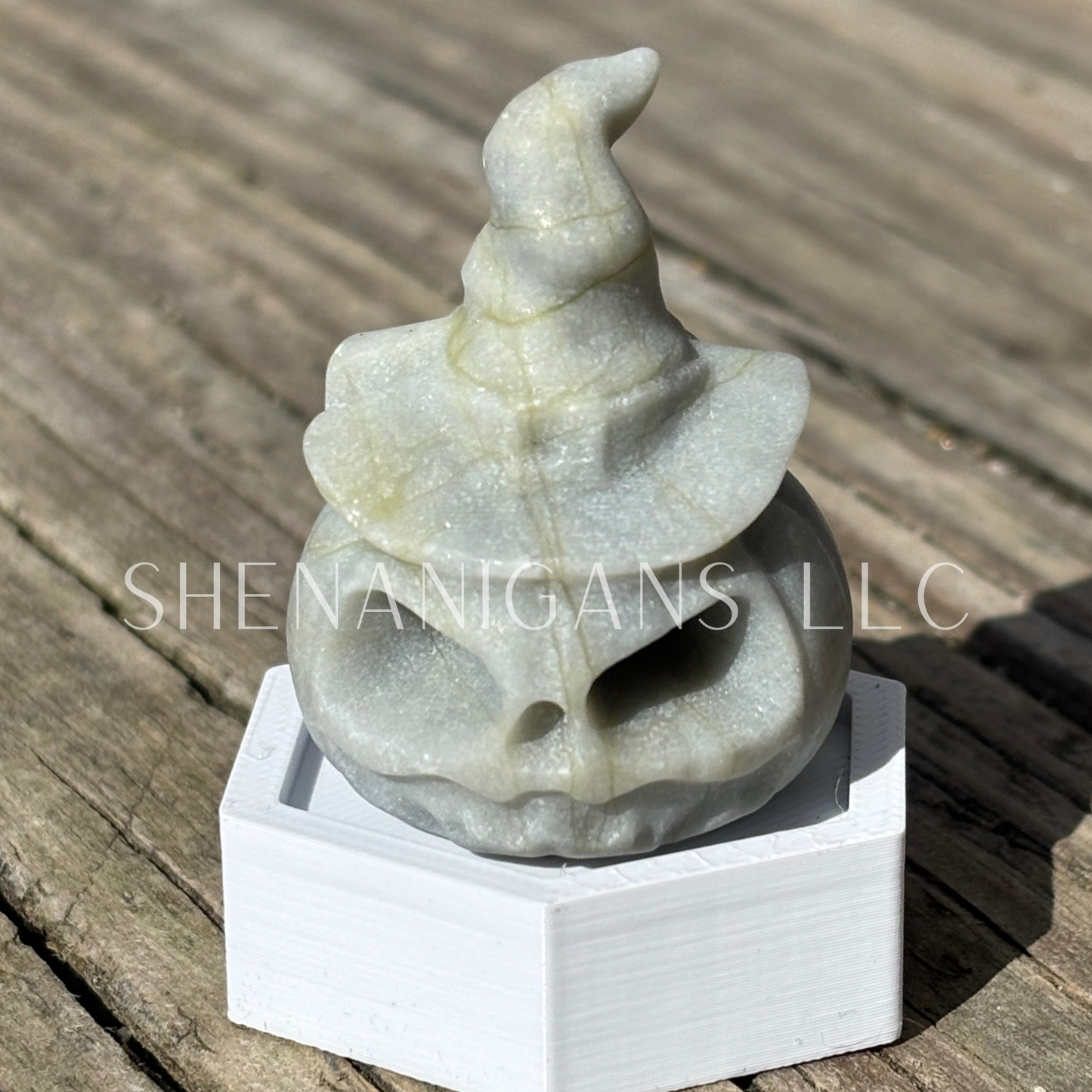 Pumpkin Head Witch Hat Jackolantern - Small - Crystal Carving