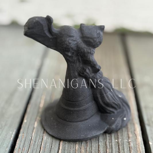 Witch Hat, Broom, Pentacle, Black Cat - Obsidian - Crystal Carving
