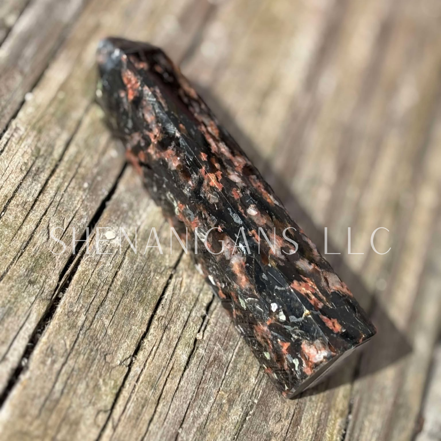 Mica with Red Quartz Polished Point Mineral Specimen Gemstone Crystal Obelisk Wand