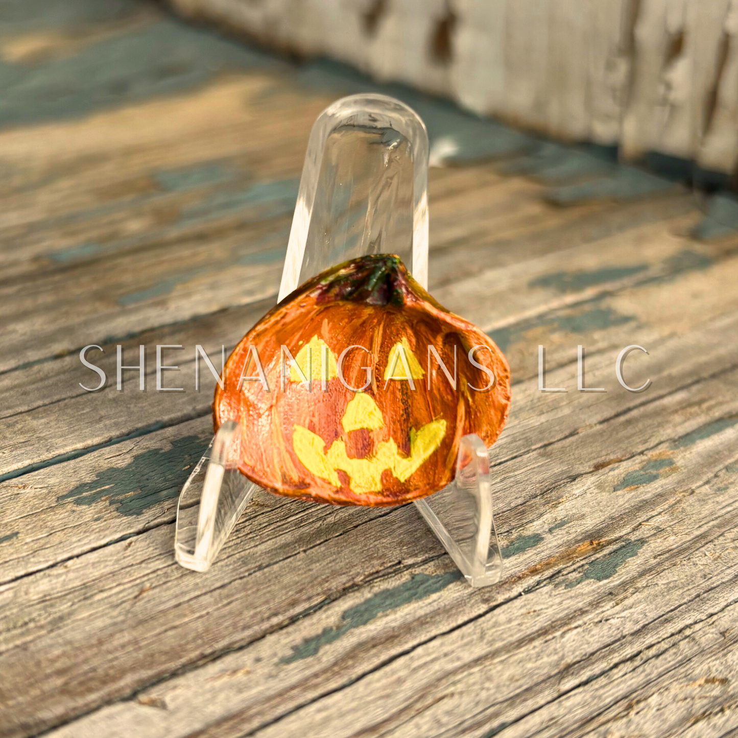 Pumpkin Mini Shell Painting by IrisISBeauty - Handpainted Micro Art