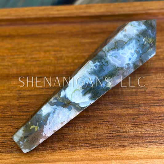 Moss agate wand