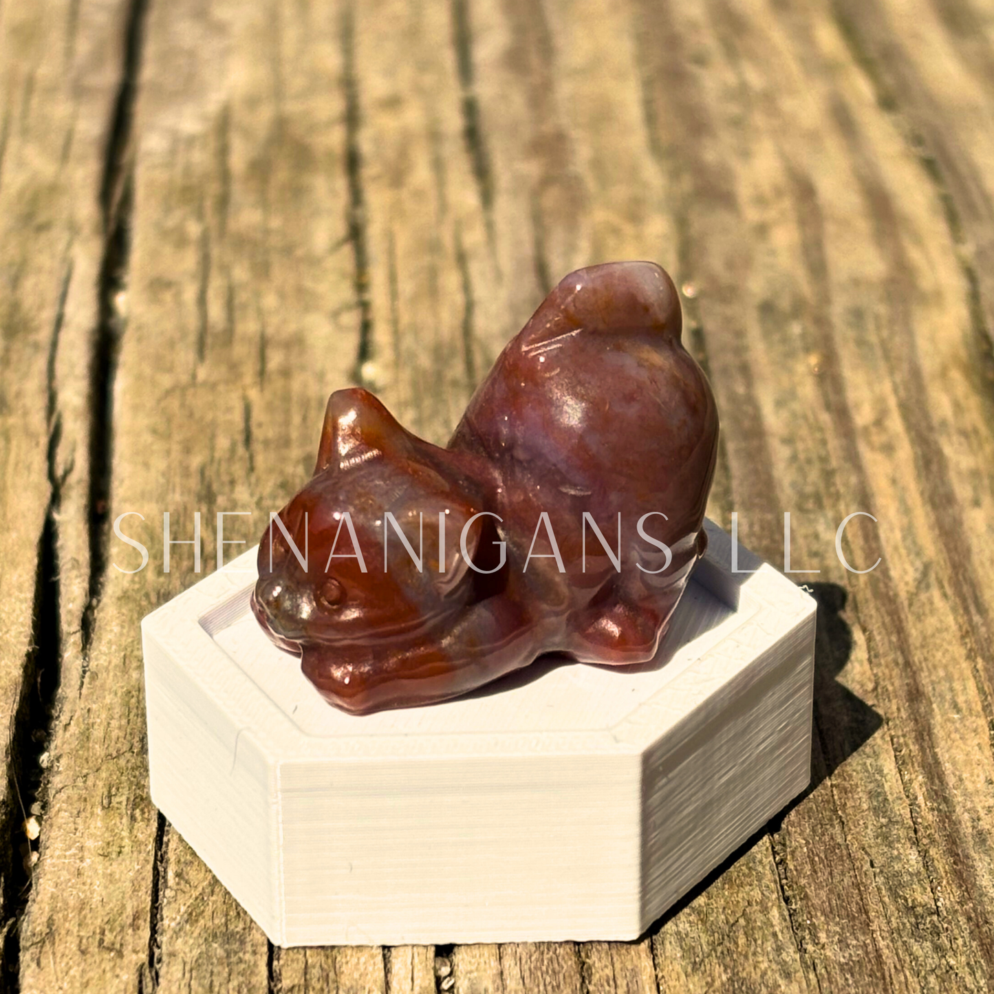 Stretching Cat - Small - Crystal Carving