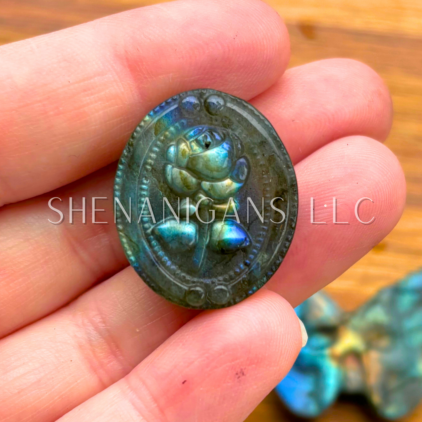 Framed Rose - Oval - Flat Crystal Carving