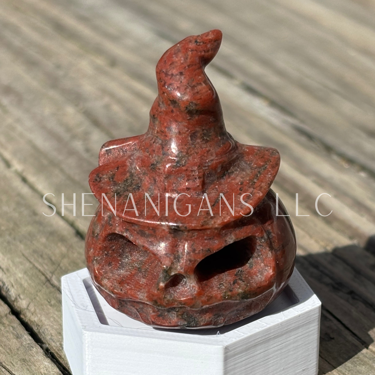 Pumpkin Head Witch Hat Jackolantern - Small - Crystal Carving