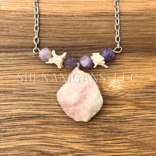 Rose Quartz Freeform Pendant Necklace