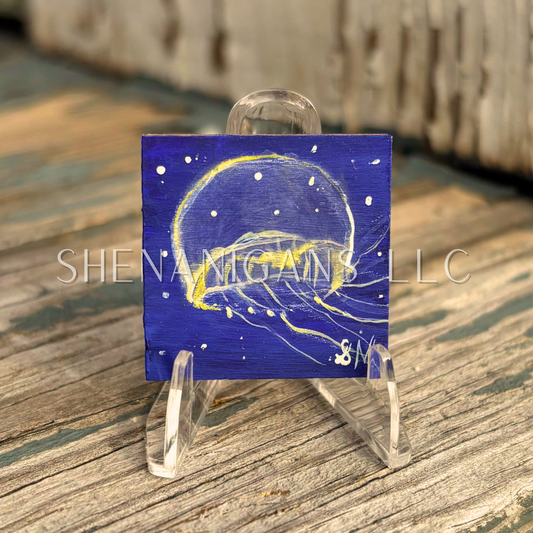 Jellyfish Mini Tile Painting by IrisISBeauty - Handpainted Micro Art