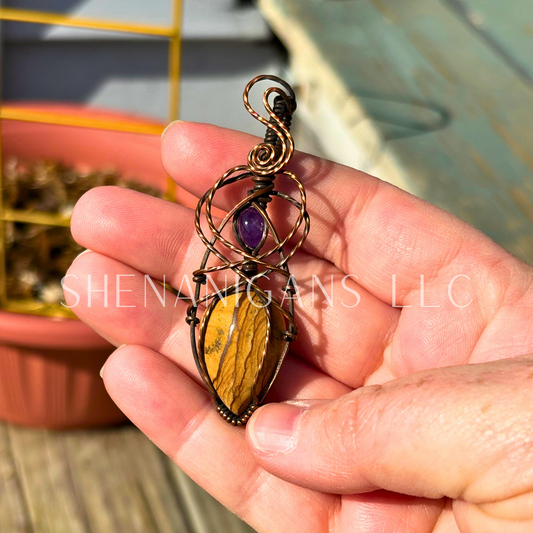 Tigers Eye Handmade Wire Wrapped Pendant