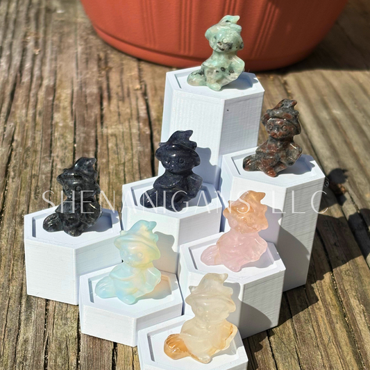 Flying Witch Cat with Hat on Broom - Small - Crystal Carving