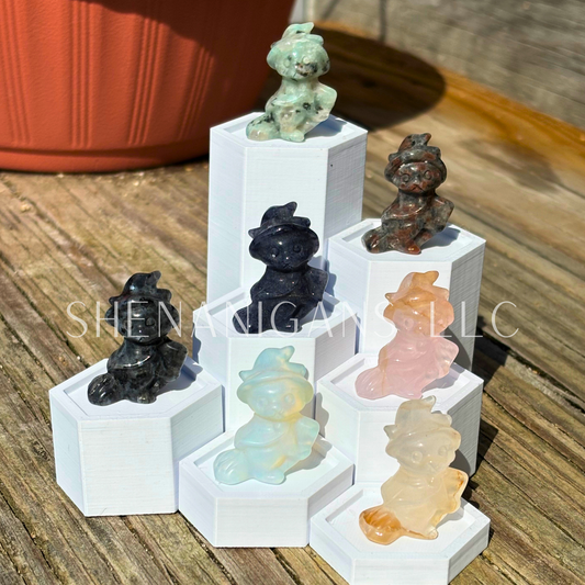 Flying Witch Cat with Hat on Broom - Small - Crystal Carving