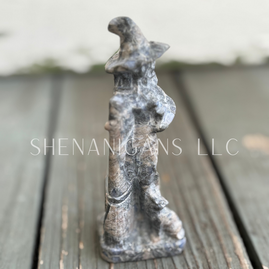 Standing Witch With Broom and Cat - Que Sera - Crystal Carving