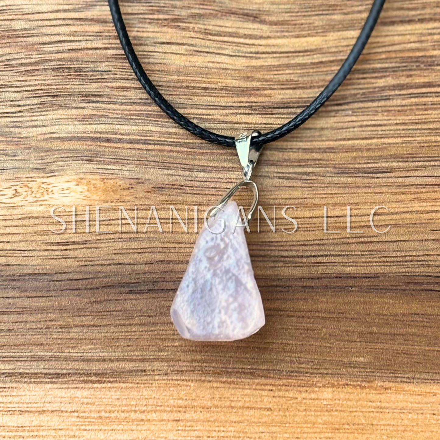 Raw Stone Pendant Necklace – Satin Silk Cord with Lobster Clasp (Amethyst, Citrine, Rose Quartz, Labradorite, Aquamarine)