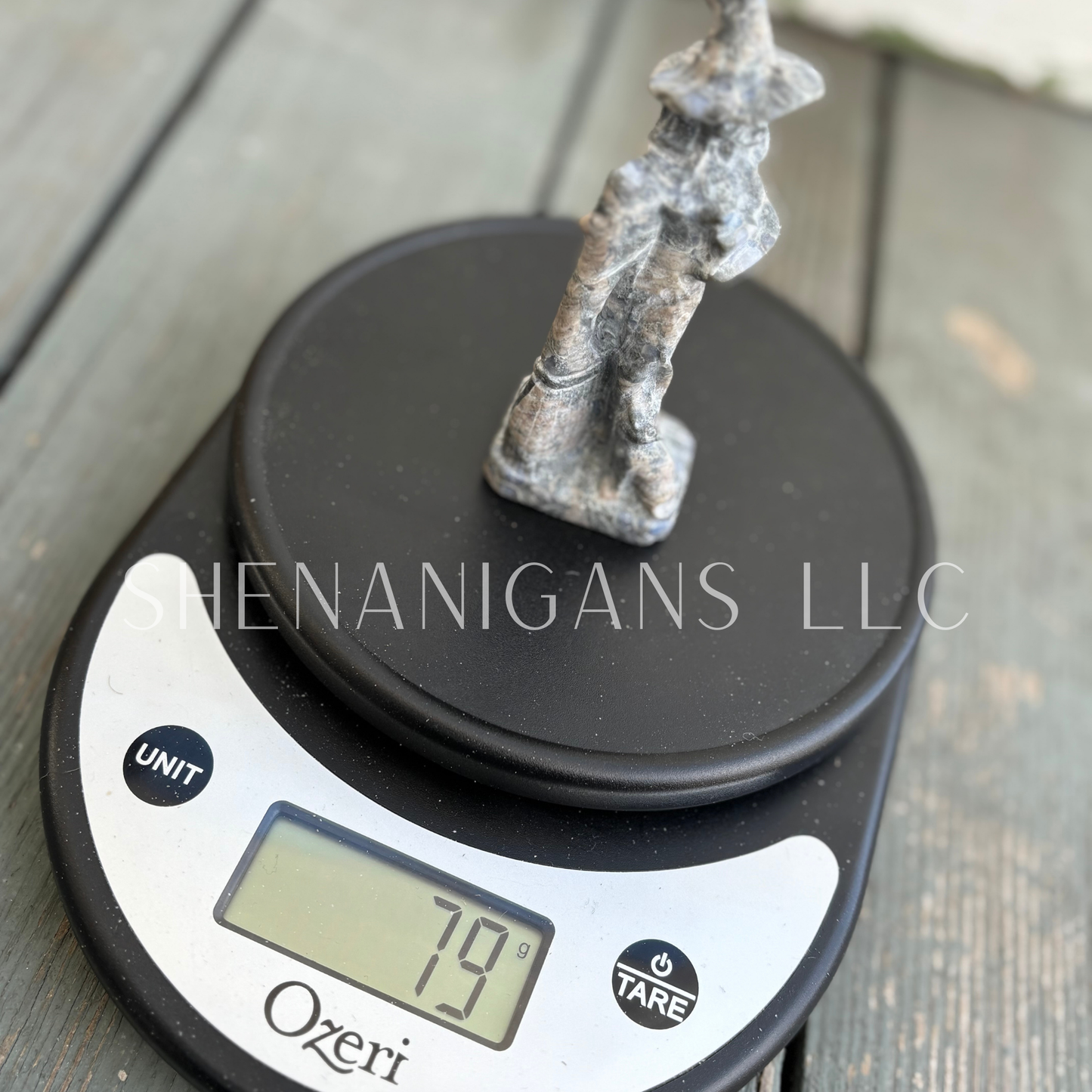 Standing Witch With Broom and Cat - Que Sera - Crystal Carving
