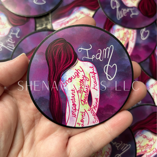 I am Enough Hand Drawn Digital Art Sticker, Self Love Worth Depression Anxiety Mental Health Medication Seratonin Happiness (Copy)