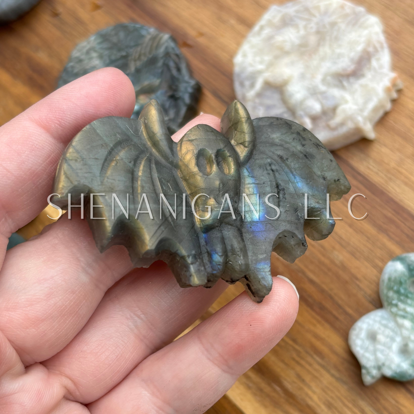 Ghost Bat Halloween Figure - Flat Crystal Carving