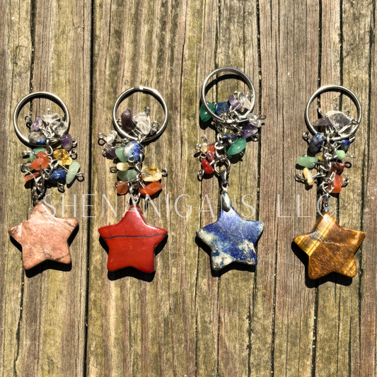 Star Crystal Keychain – Celestial Gemstone Charm for Protection & Intention