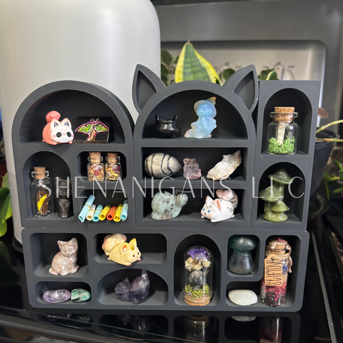 Curio Shelf 4 Piece Set - Trinket, Desk, Crystal