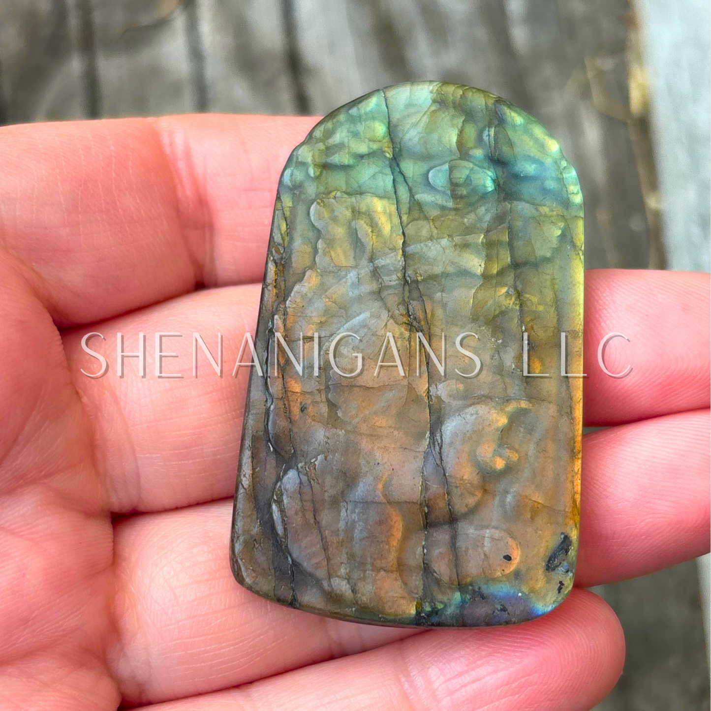 Flat carving labradorite phoenix