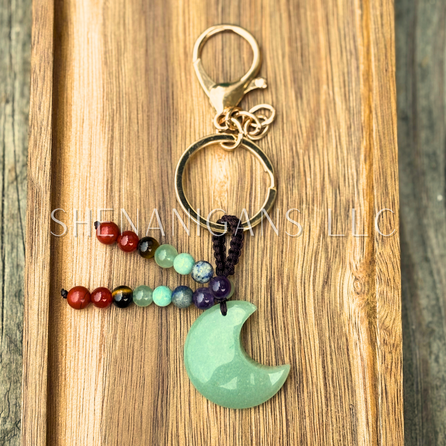 Crescent Moon Chakra Crystal Keychain
