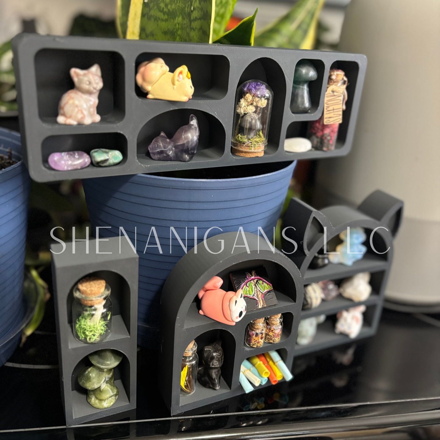 Curio Shelf 4 Piece Set - Trinket, Desk, Crystal