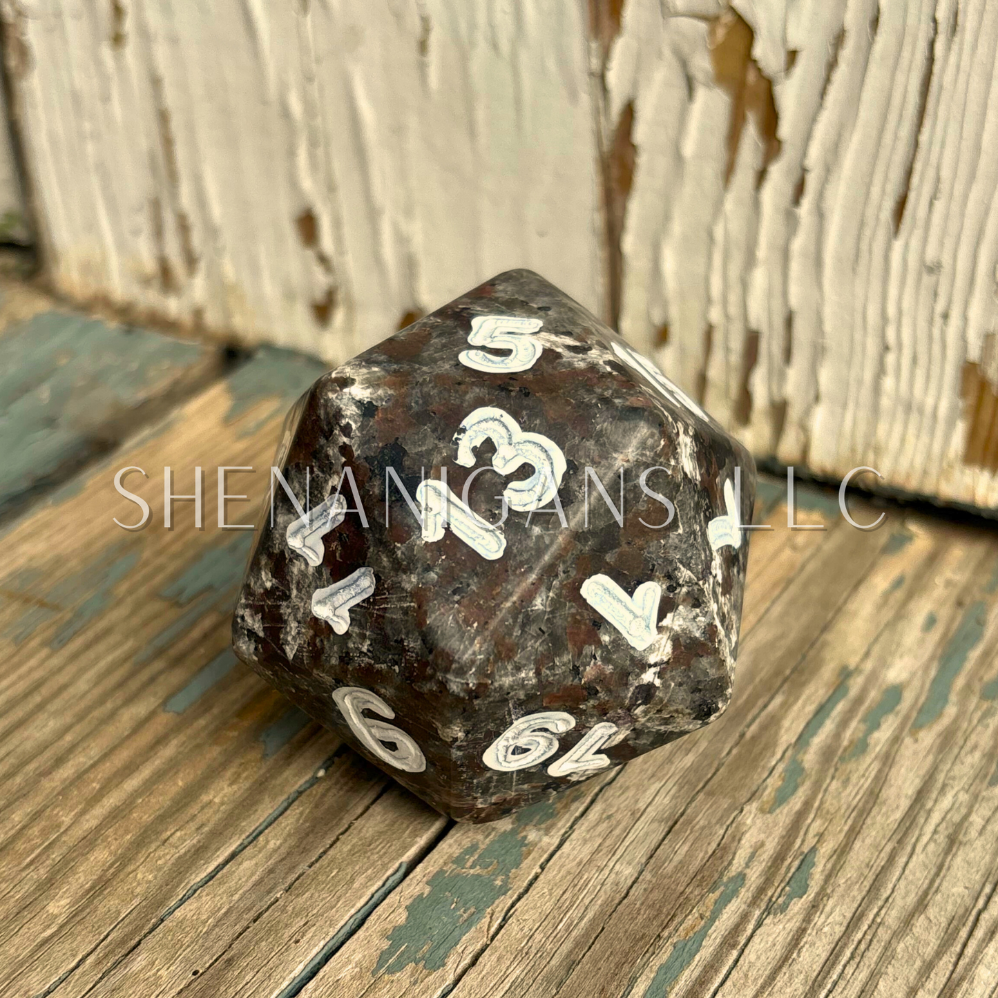Large D20 Carved Crystal Dice