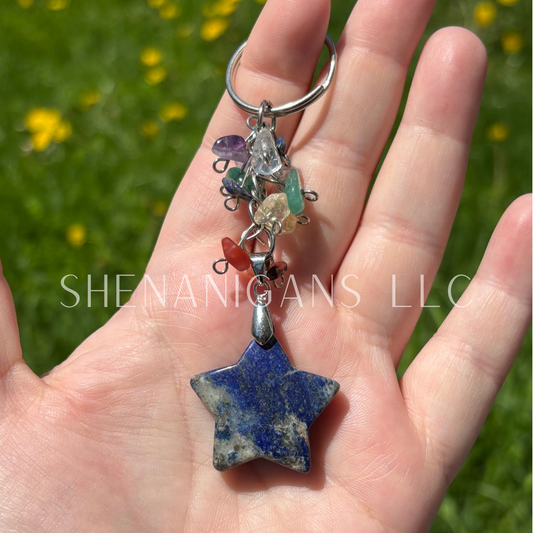 Star Crystal Keychain – Celestial Gemstone Charm for Protection & Intention