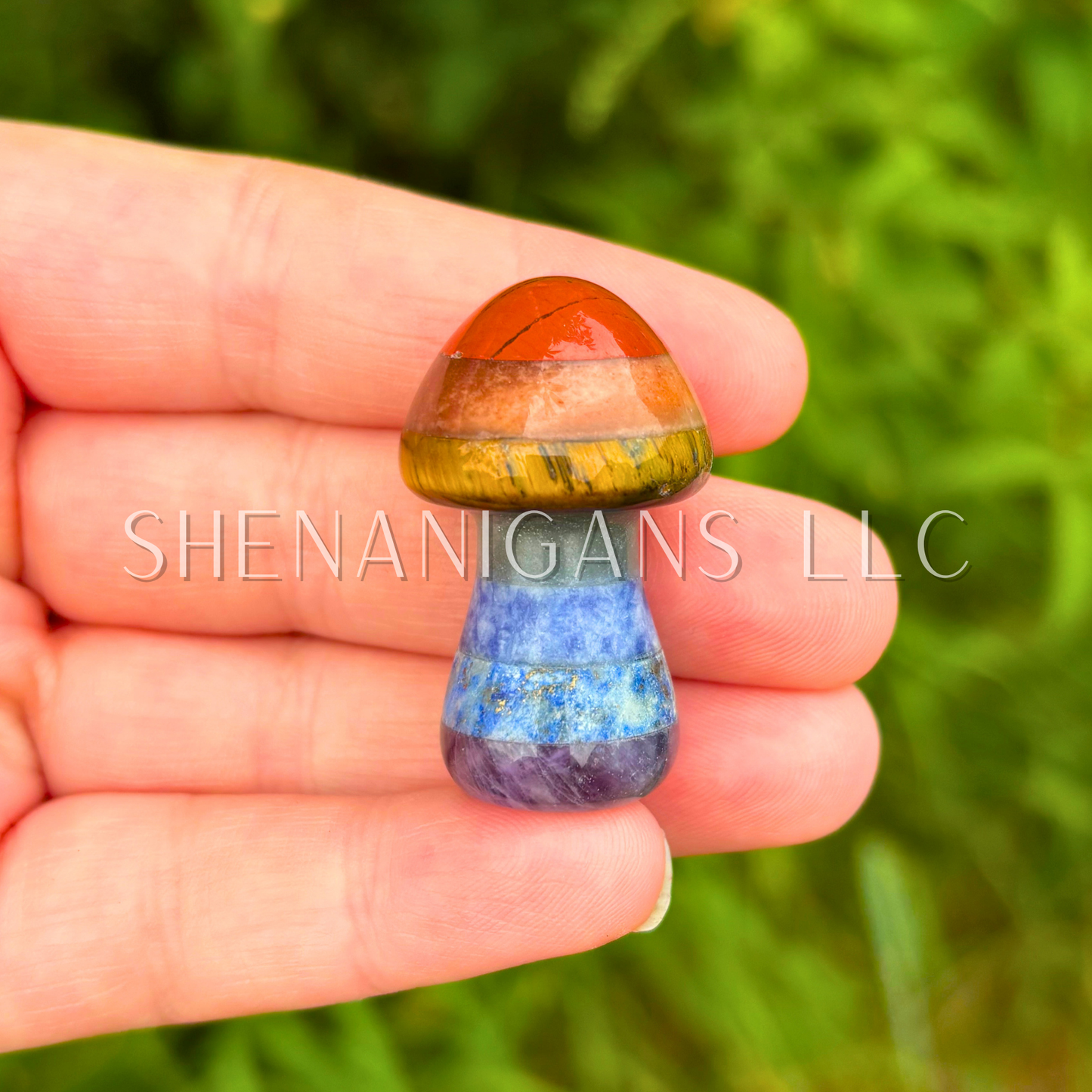 Chakra Rainbow 4cm Mushroom Carving