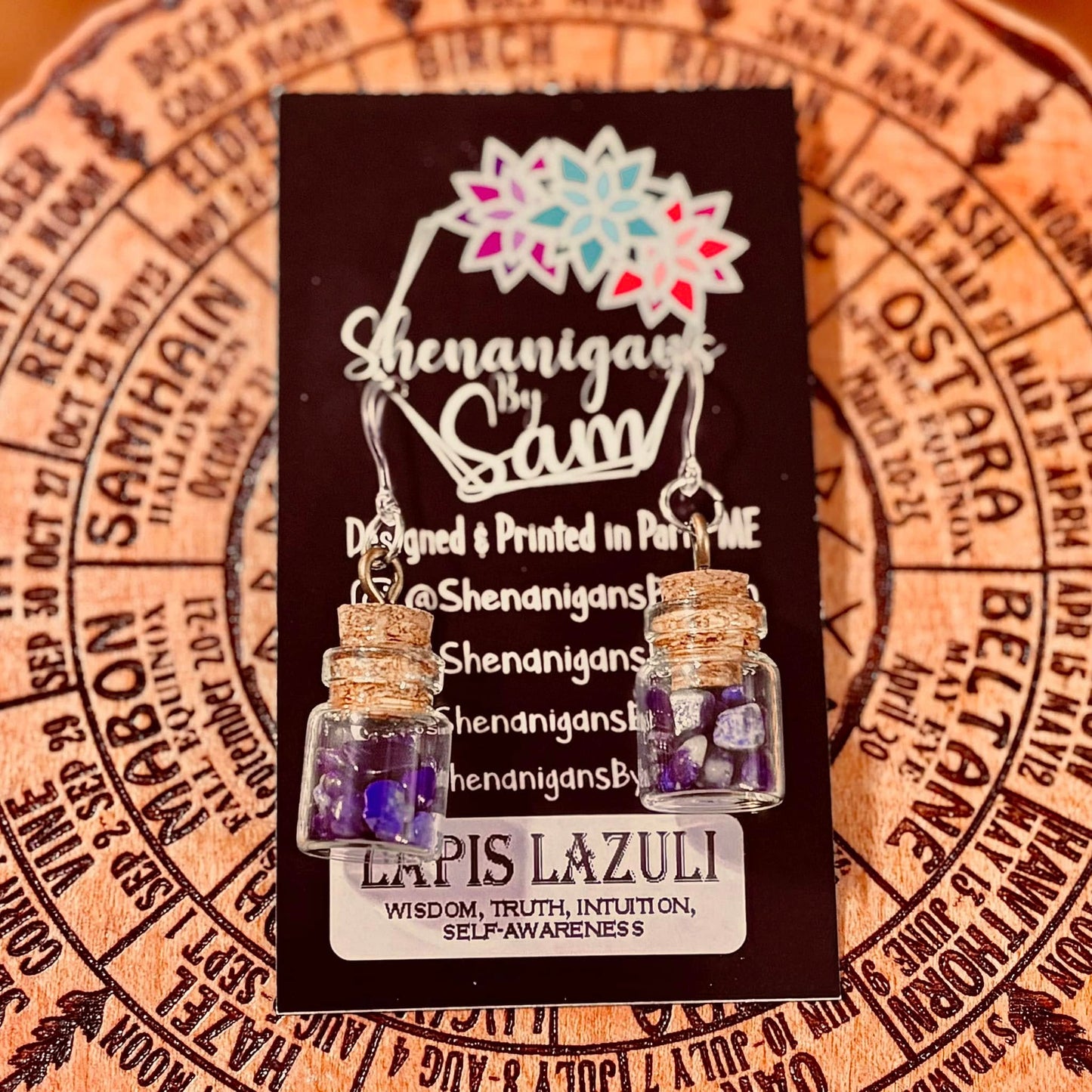 Crystal Chip Jar Earrings - Lapis Lazuli