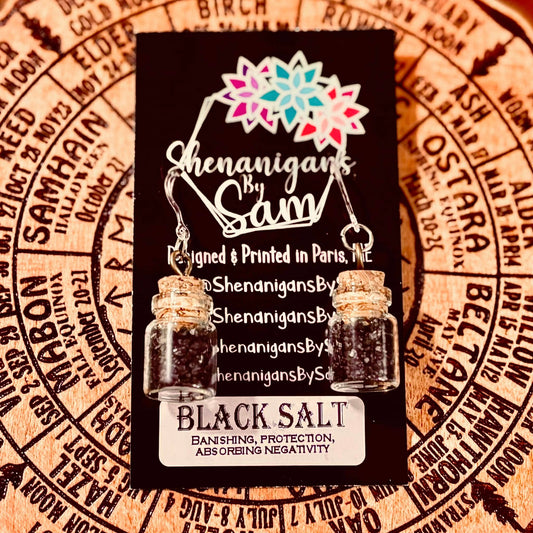 Herb Jar Earrings - Black Salt