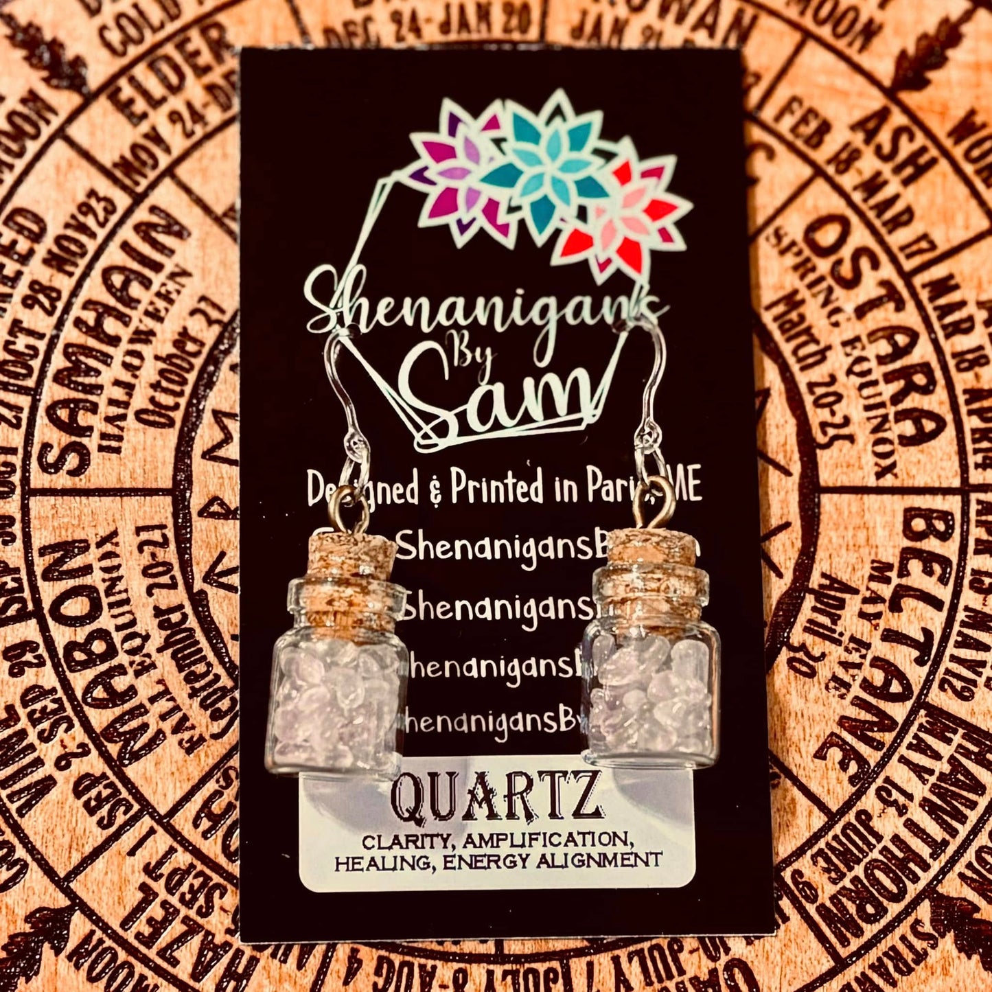 Crystal Chip Jar Earrings - Quartz