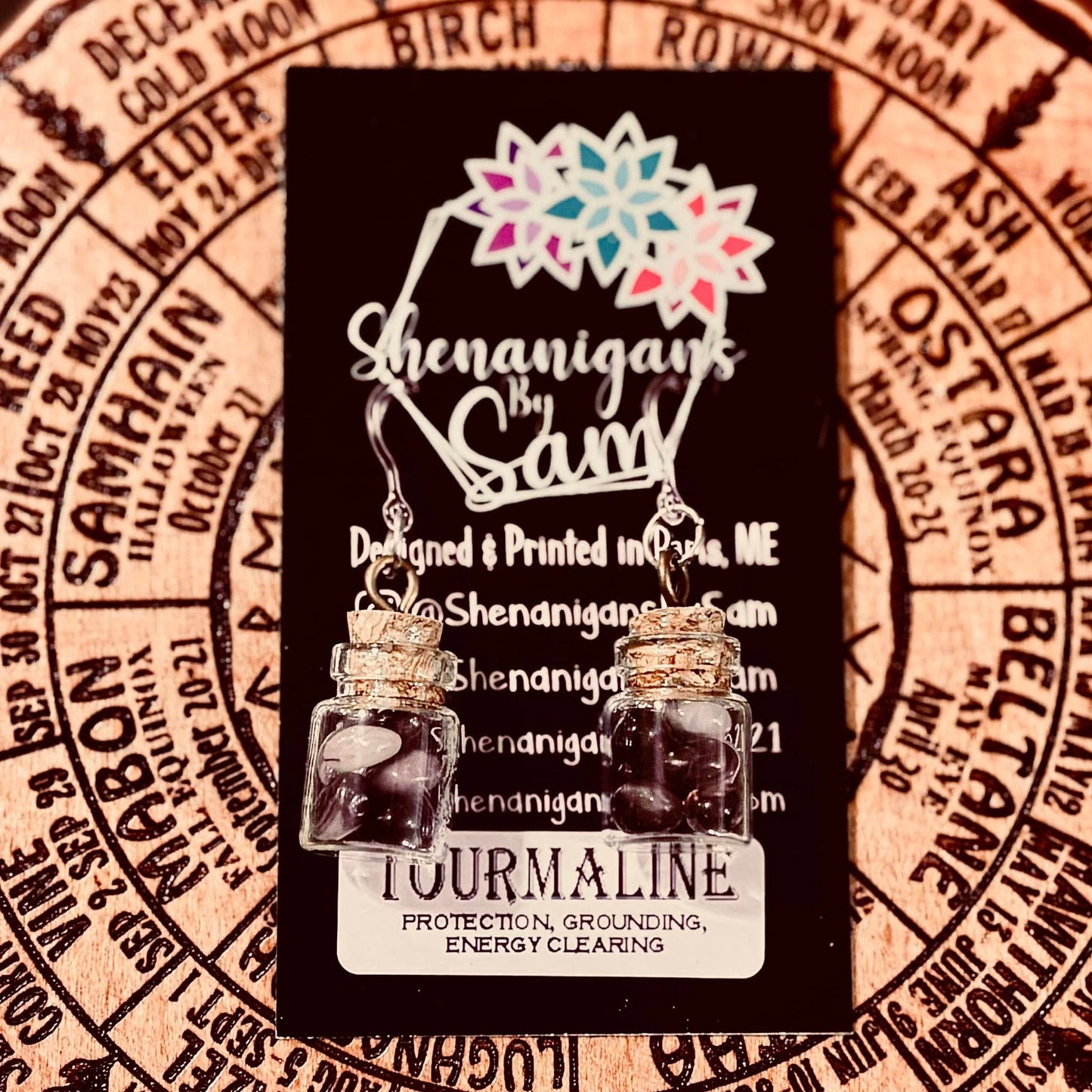 Crystal Chip Jar Earrings - Tourmaline