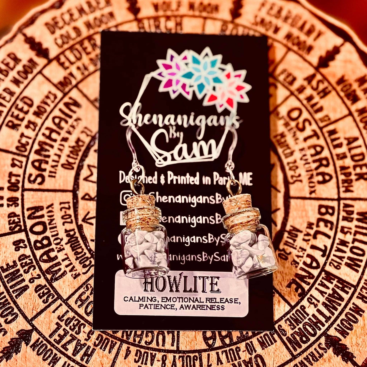 Crystal Chip Jar Earrings - Howlite
