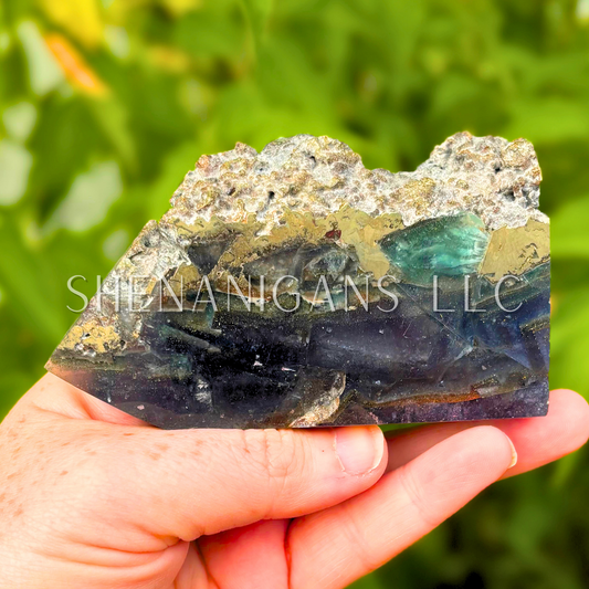 Pyrite Fluorite Point with Raw Edge